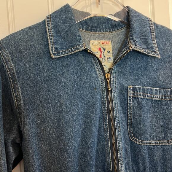 VTG Studio Wear Jean Jumper Women’s Denim Maxi Dress Small S Corduroy Cowgirl - Picture 16 of 16